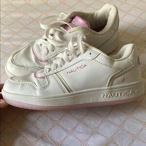 Nautica Kids White and Pink Sneakers